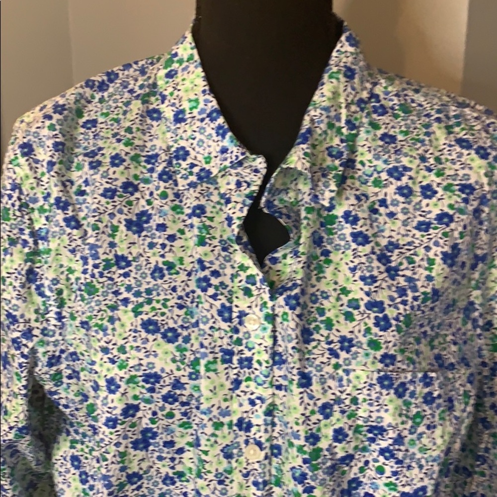 Old Navy Blue & Green Floral Button Down - Picture 2 of 6